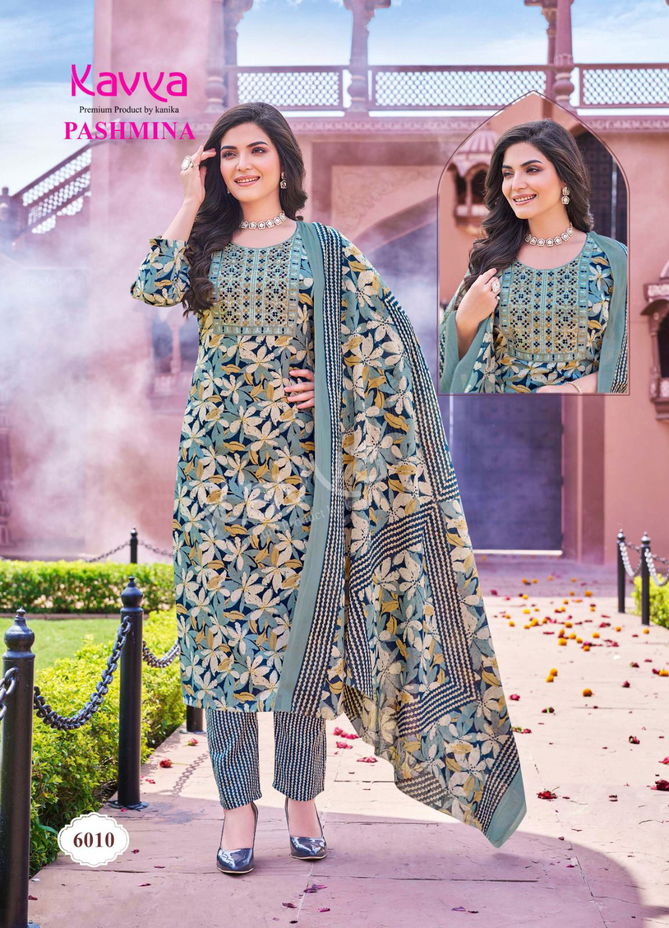 Pashmina Vol 6 By Kavya Embroidery Neck Cotton Readymade Suits Wholesale Suppliers In Mumbai
